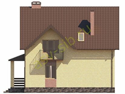 Вид справа на дом в классическом стиле по проекту П117-119